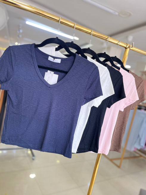 Women Casual V-Neck Crop Blouse
